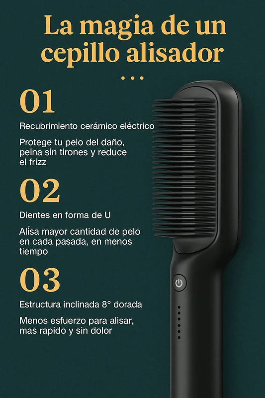 Cepillo Alisador Mágico – Cabello liso y brillante en solo 3 minutos, sin dañar tu pelo - Amya Chile