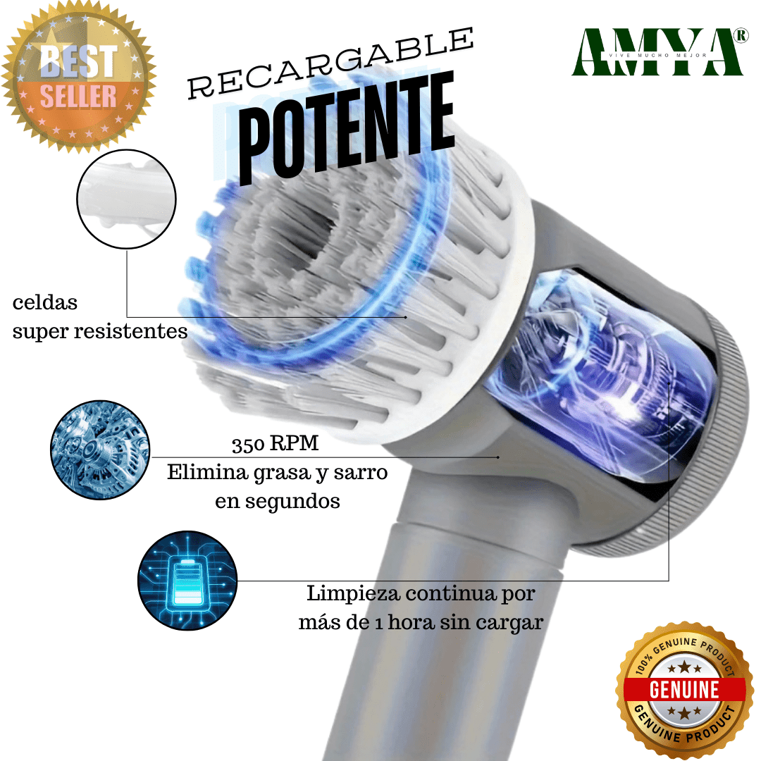 Cepillo Eléctrico Recargable 5 en 1 | Limpieza Fácil para Cocina y Baño - Amya Chile