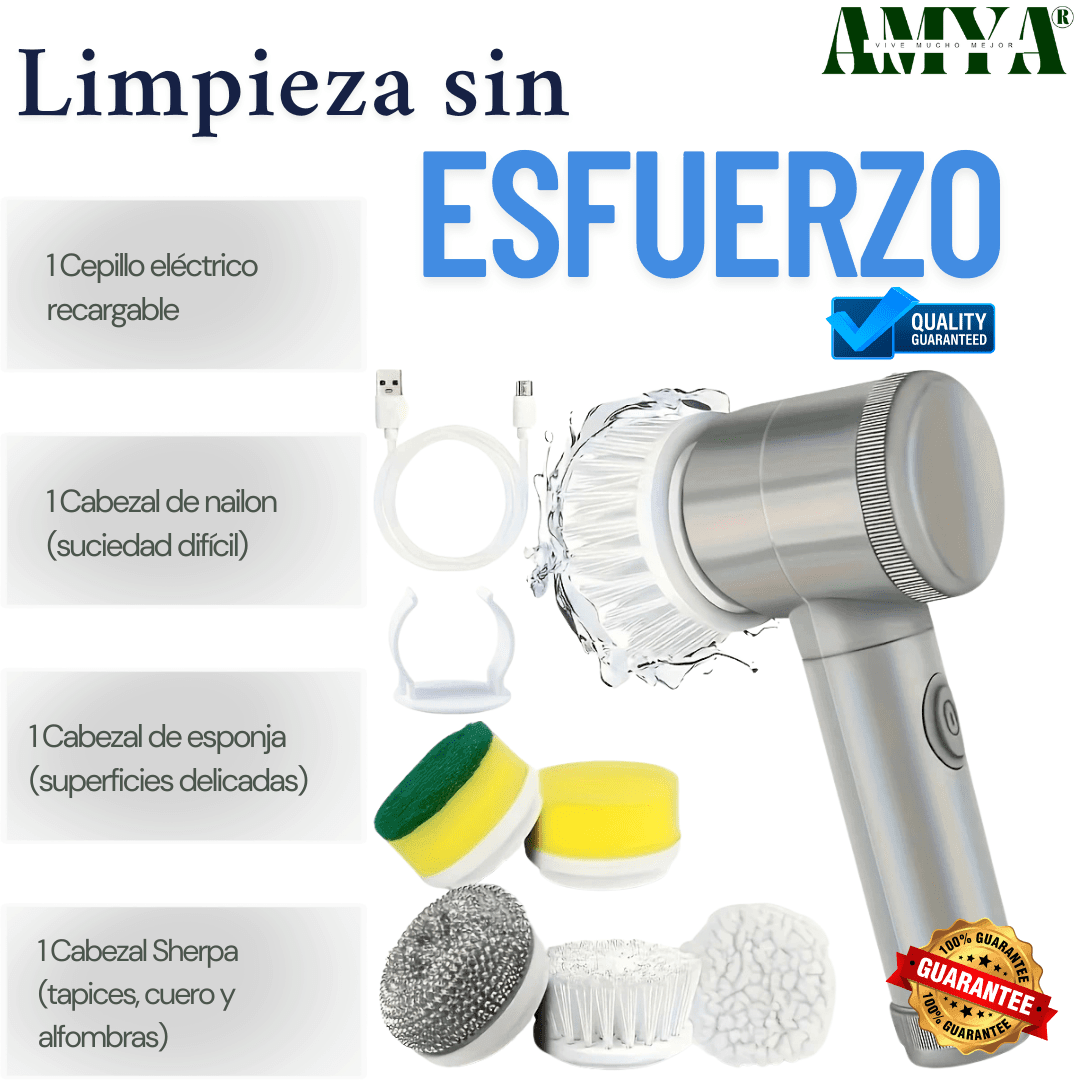 Cepillo Eléctrico Recargable 5 en 1 | Limpieza Fácil para Cocina y Baño - Amya Chile