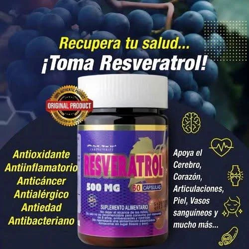 🔥 Resveratrol 100% Puro | El Antienvejecimiento Más Potente - Rejuvenece y Protege Tu Salud 🌿 - Amya Chile