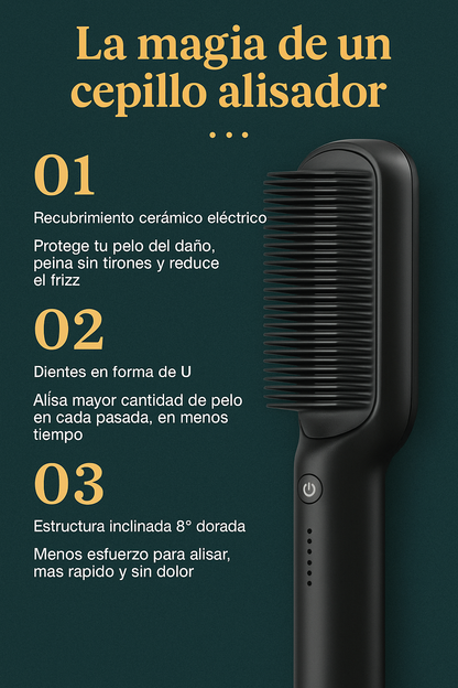 Cepillo Alisador Mágico – Cabello liso y brillante en solo 3 minutos, sin dañar tu pelo