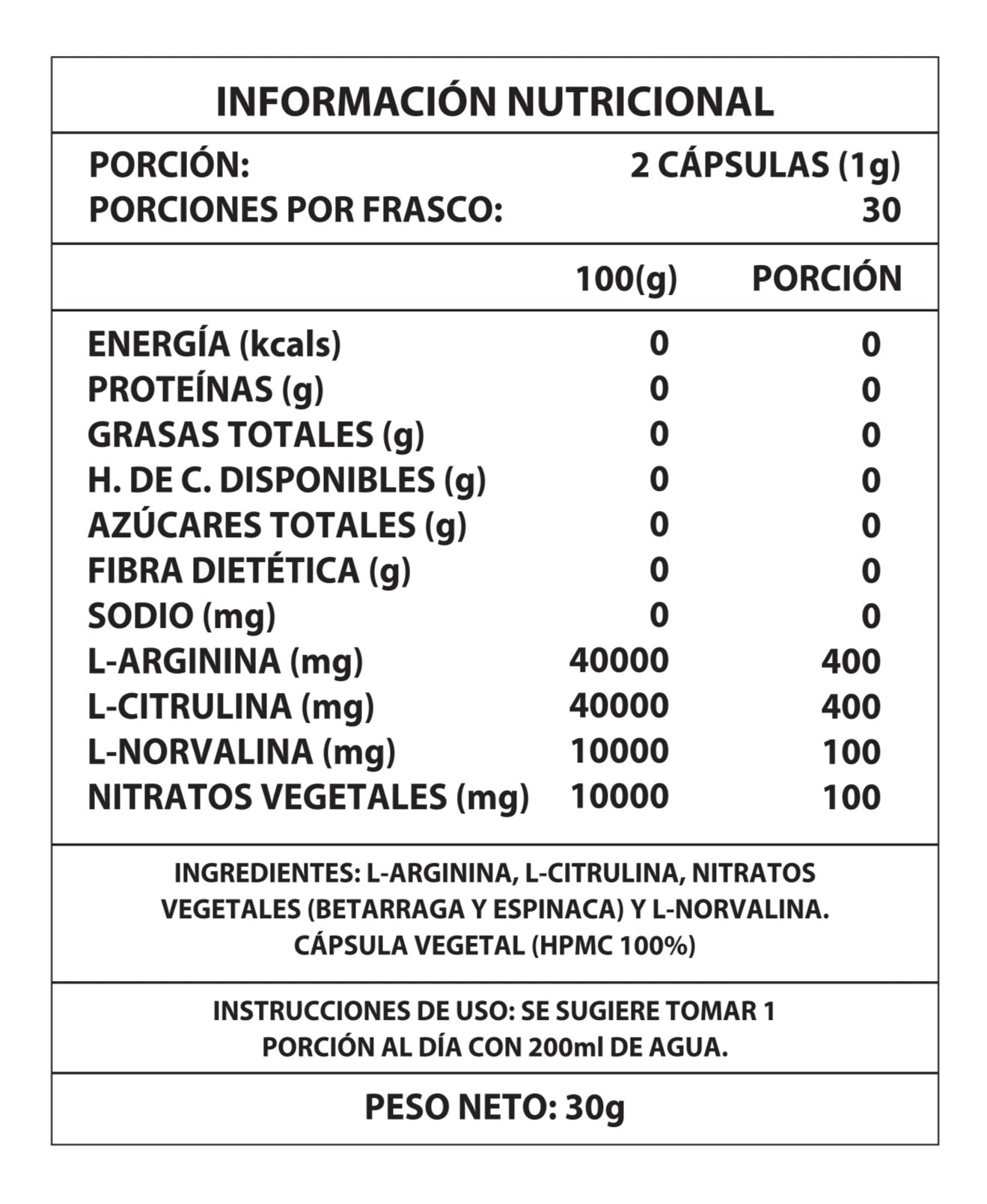 Óxido Nítrico 1000 mg – Bombeo y resistencia al instante - Amya Chile